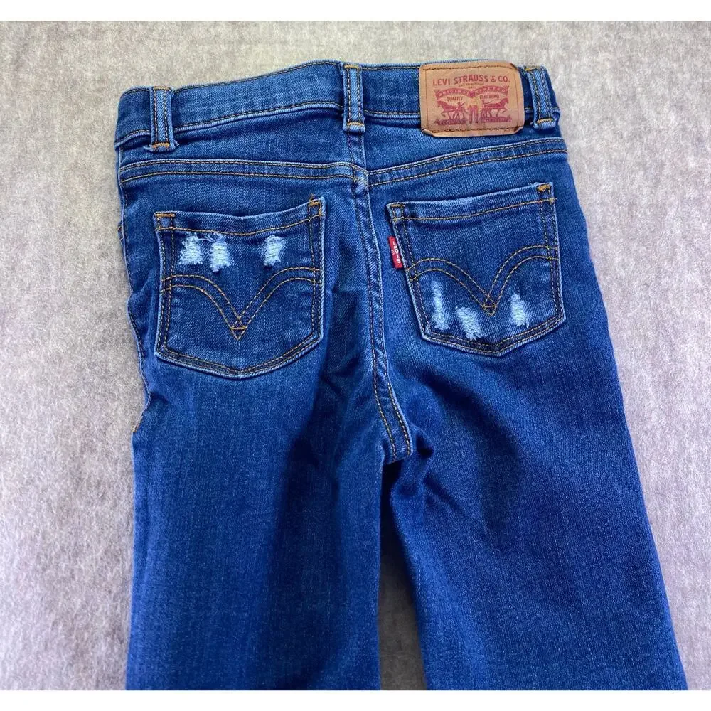 Levi's 720 Girls' High-Rise Super Skinny Distressed Blue Jeans Size XS 4/5